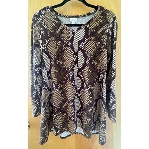 Earth-tone colors LulaRoe Elizabeth top.  Size XS